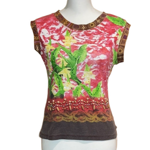 FiFi Mixed Materials Embellished Top - Size Large